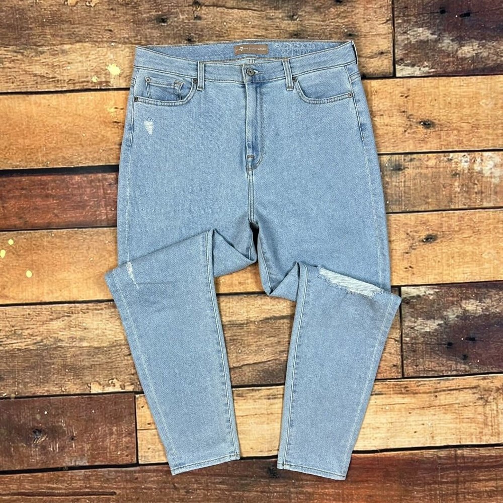 7 For All Mankind Luxe Vintage High Waist Ankle Skinny Jeans Size 32 Snowbird